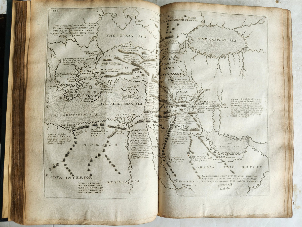 1677 HISTORY of the WORLD by WALTER RALEIGH antique ILLUSTRATED w/8 MAPS English