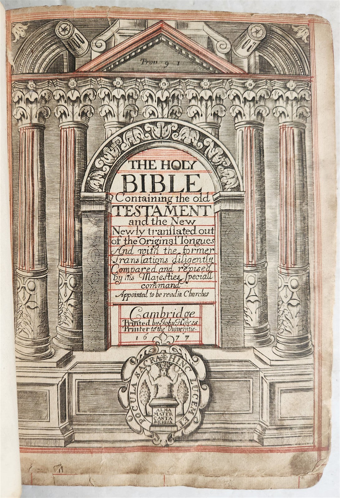1677 BIBLE in ENGLISH antique King James version CAMBRIDGE 17th CENTURY