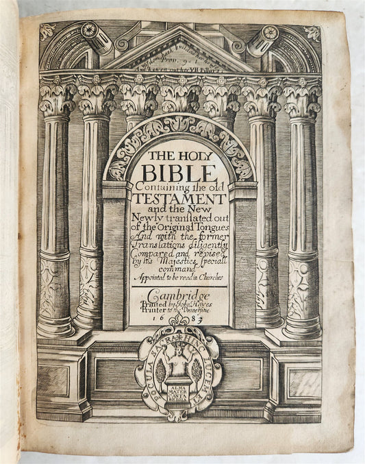 1682 BIBLE in ENGLISH antique King James version CAMBRIDGE John Hayes 17th CENT.