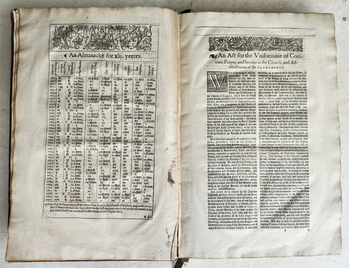 1633 BOOK of COMMON PRAYER London Robert Barker & Assignes of John Bill ANTIQUE