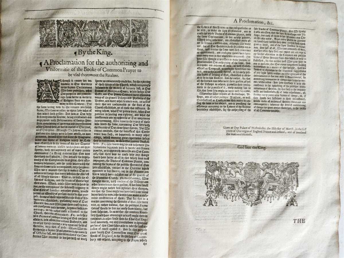 1633 BOOK of COMMON PRAYER London Robert Barker & Assignes of John Bill ANTIQUE