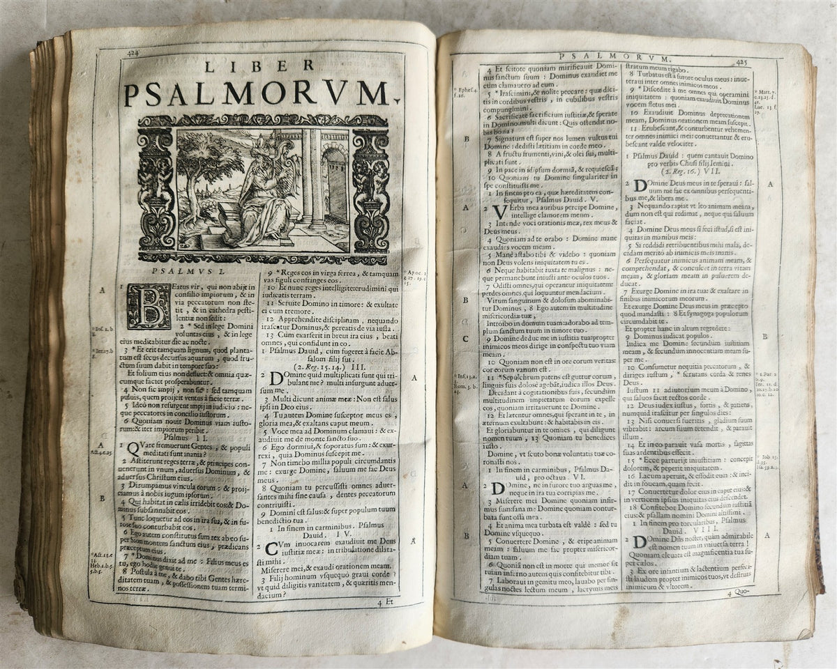 1688 BIBLE in LATIN ILLUSTRATED FOLIO 17th century ANTIQUE printed in VENICE