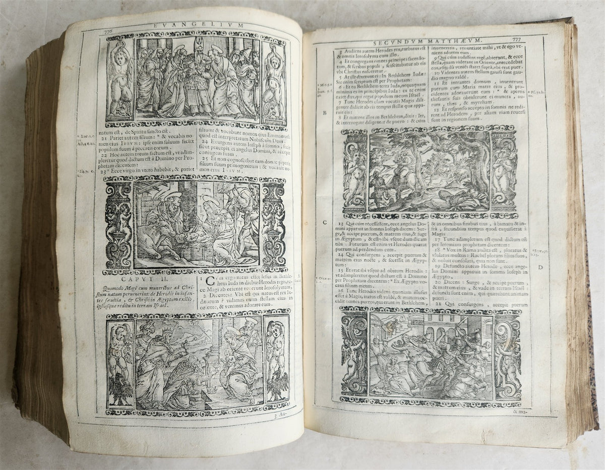 1688 BIBLE in LATIN ILLUSTRATED FOLIO 17th century ANTIQUE printed in VENICE
