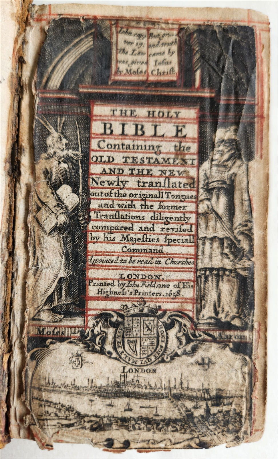 1658 BIBLE in ENGLISH OLD & NEW TESTAMENT antique ORIGINAL BINDING pocket size