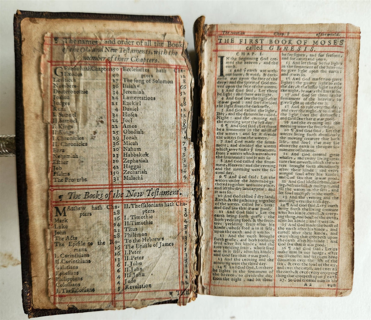 1658 BIBLE in ENGLISH OLD & NEW TESTAMENT antique ORIGINAL BINDING pocket size