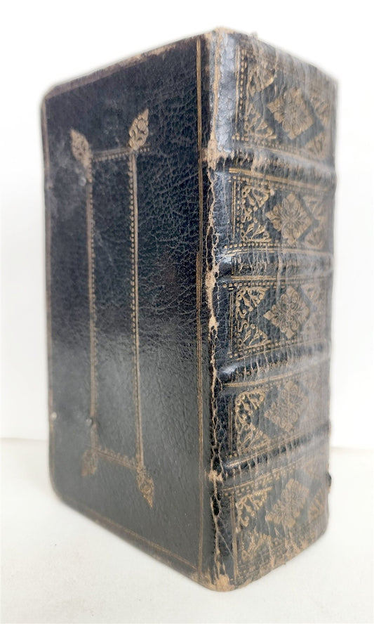 1698 BIBLE in ENGLISH OLD & NEW TESTAMENT antique ORIGINAL BINDING pocket size