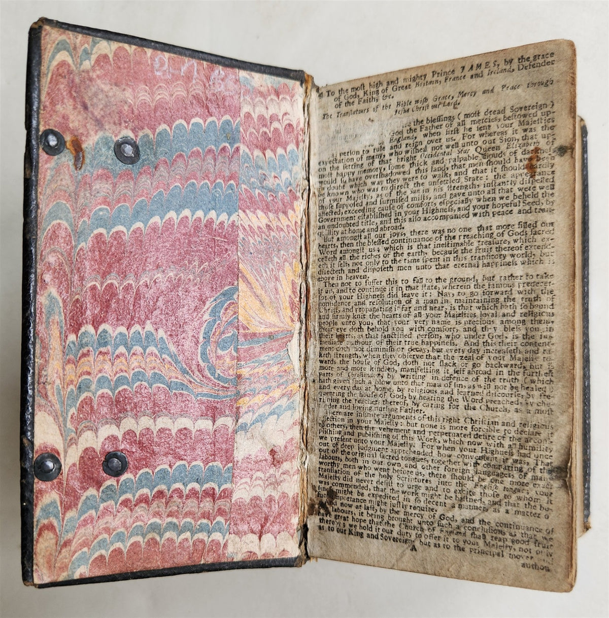 1698 BIBLE in ENGLISH OLD & NEW TESTAMENT antique ORIGINAL BINDING pocket size