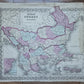 1850s MAP of TURKEY in EUROPE OTTOMAN EMPIRE antique