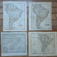 late 1700 - 1800s LOT of 4 MAPS of SOUTH AMERICA antique
