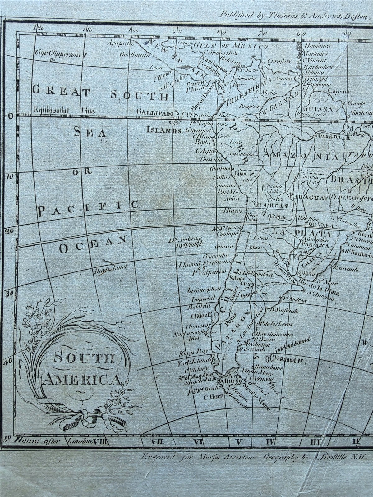 late 1700 - 1800s LOT of 4 MAPS of SOUTH AMERICA antique
