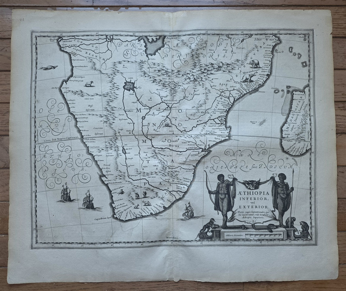 1640s ETHIOPIA SOUTHERN AFRICA antique MAP Aethiopia by Willem Janszoon Blaeu