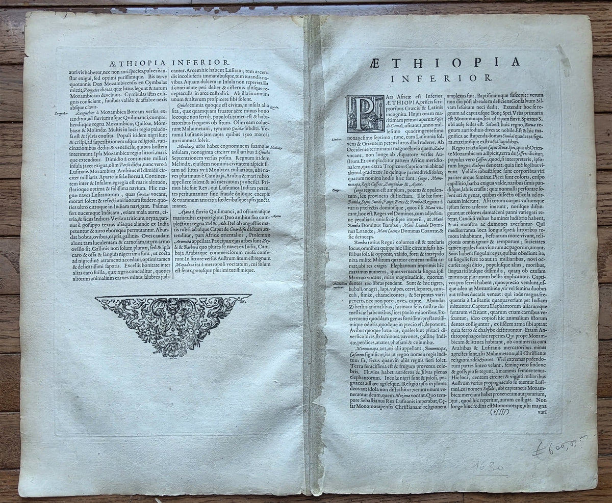 1640s ETHIOPIA SOUTHERN AFRICA antique MAP Aethiopia by Willem Janszoon Blaeu