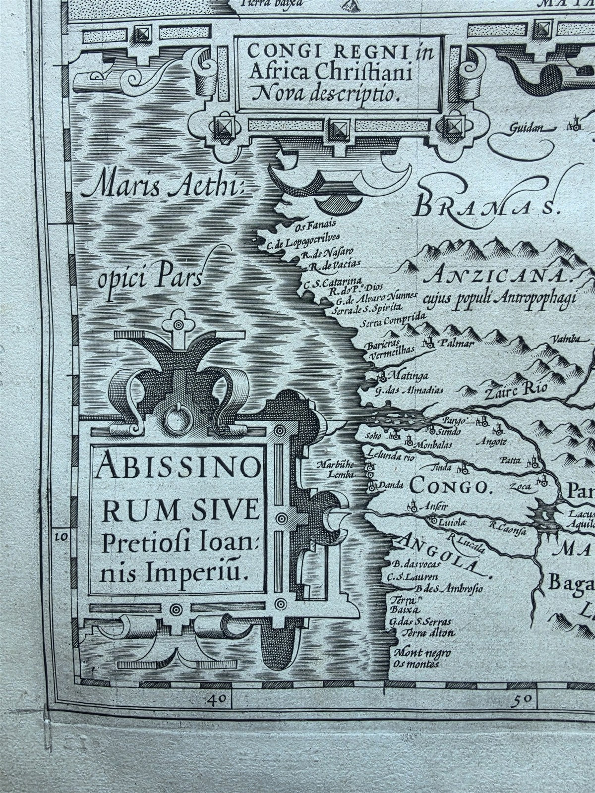 1620s AFRICA CONGO antique MAP by GERARD MERCATOR - EMPIRE OF THE ABYSSINIANS