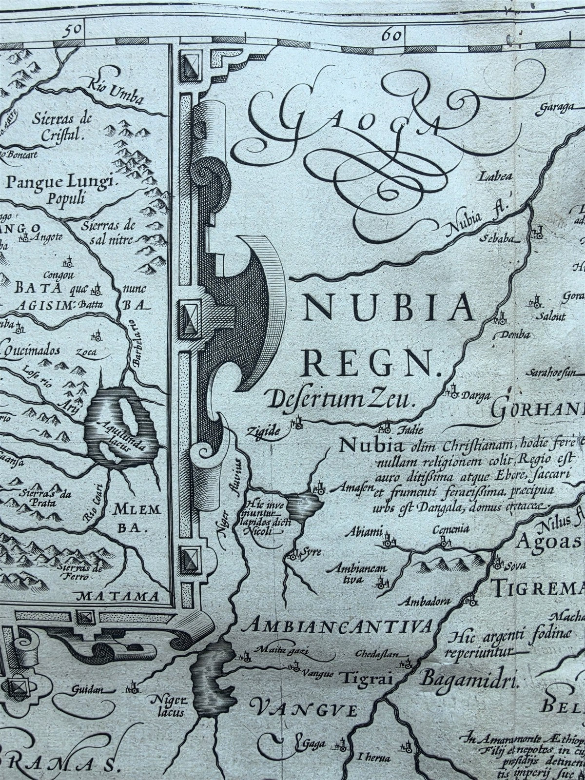1620s AFRICA CONGO antique MAP by GERARD MERCATOR - EMPIRE OF THE ABYSSINIANS