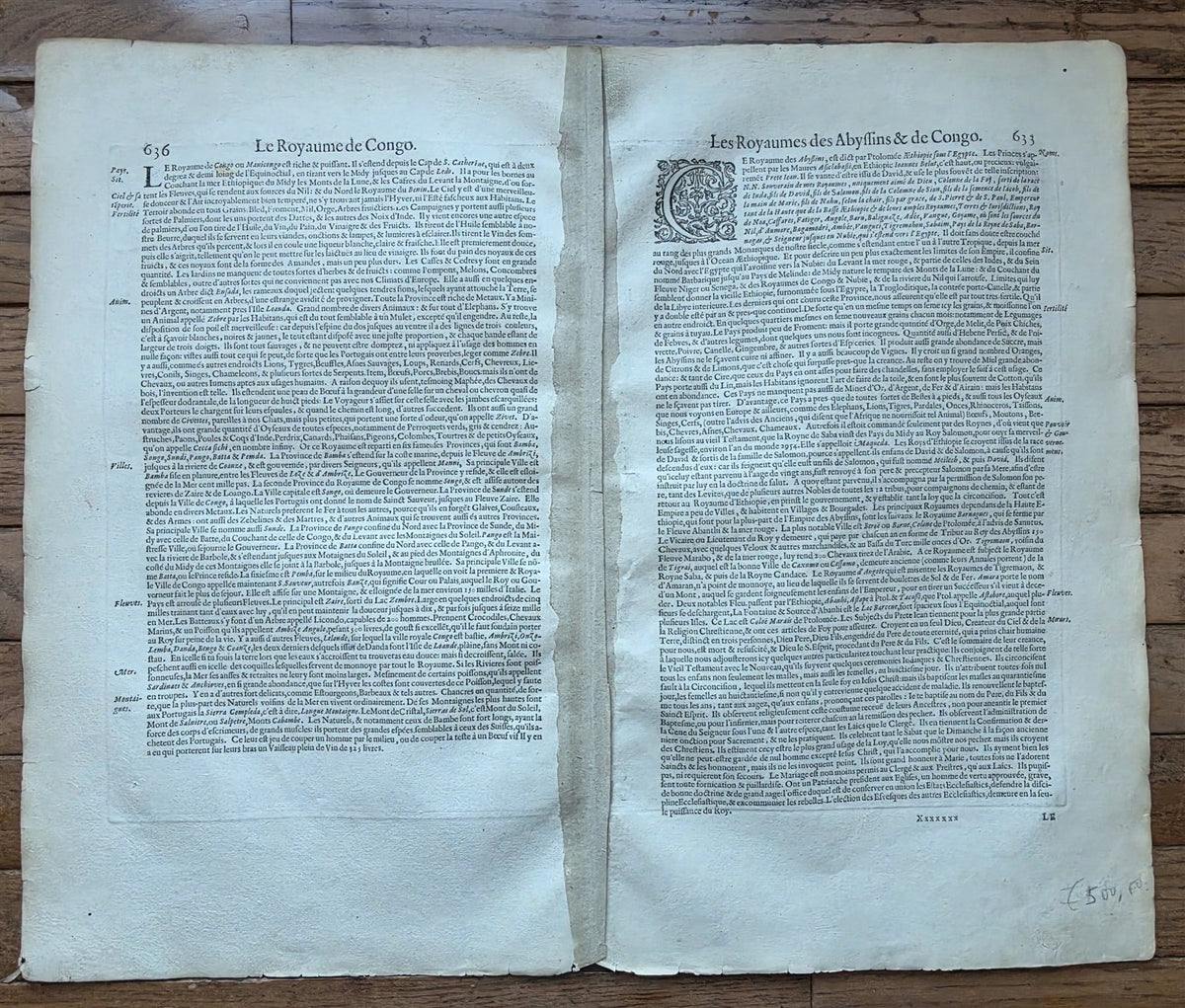 1620s AFRICA CONGO antique MAP by GERARD MERCATOR - EMPIRE OF THE ABYSSINIANS