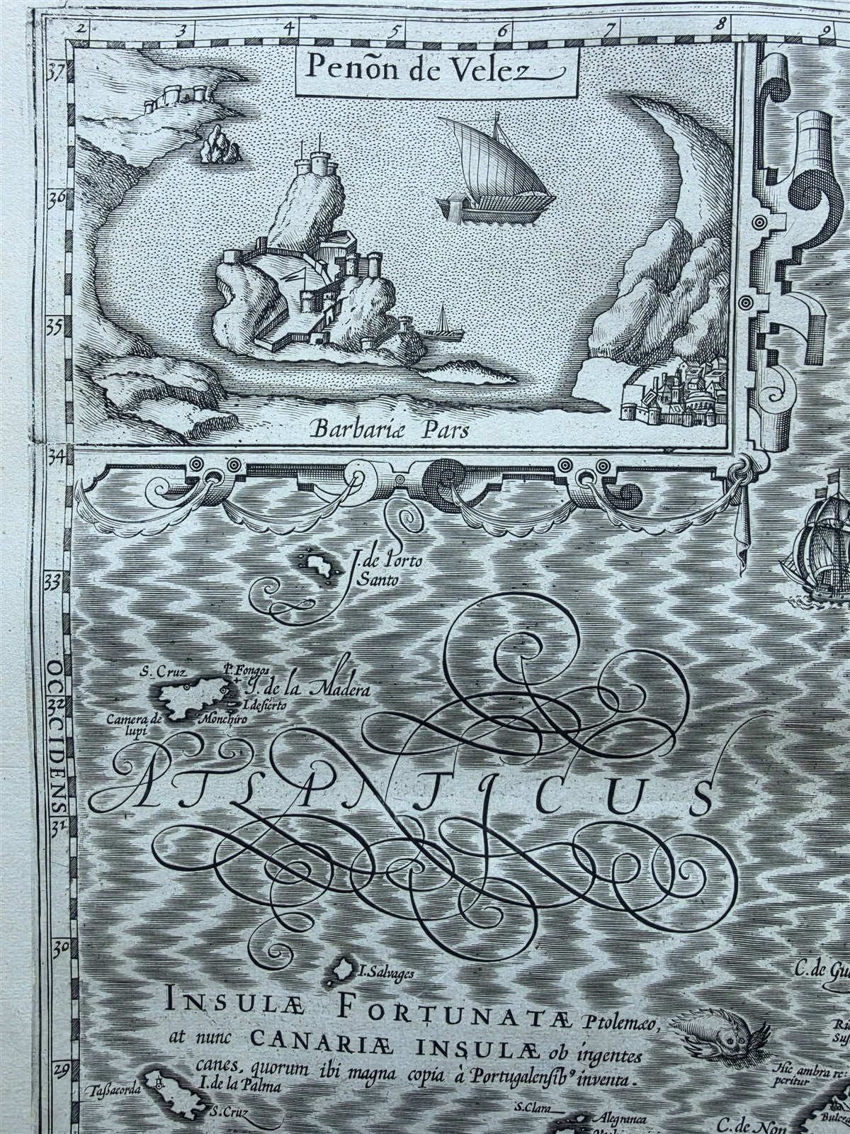 1636 AFRICA KINGDOMS of FEZ & MOROCCO antique MAP by GERARD MERCATOR
