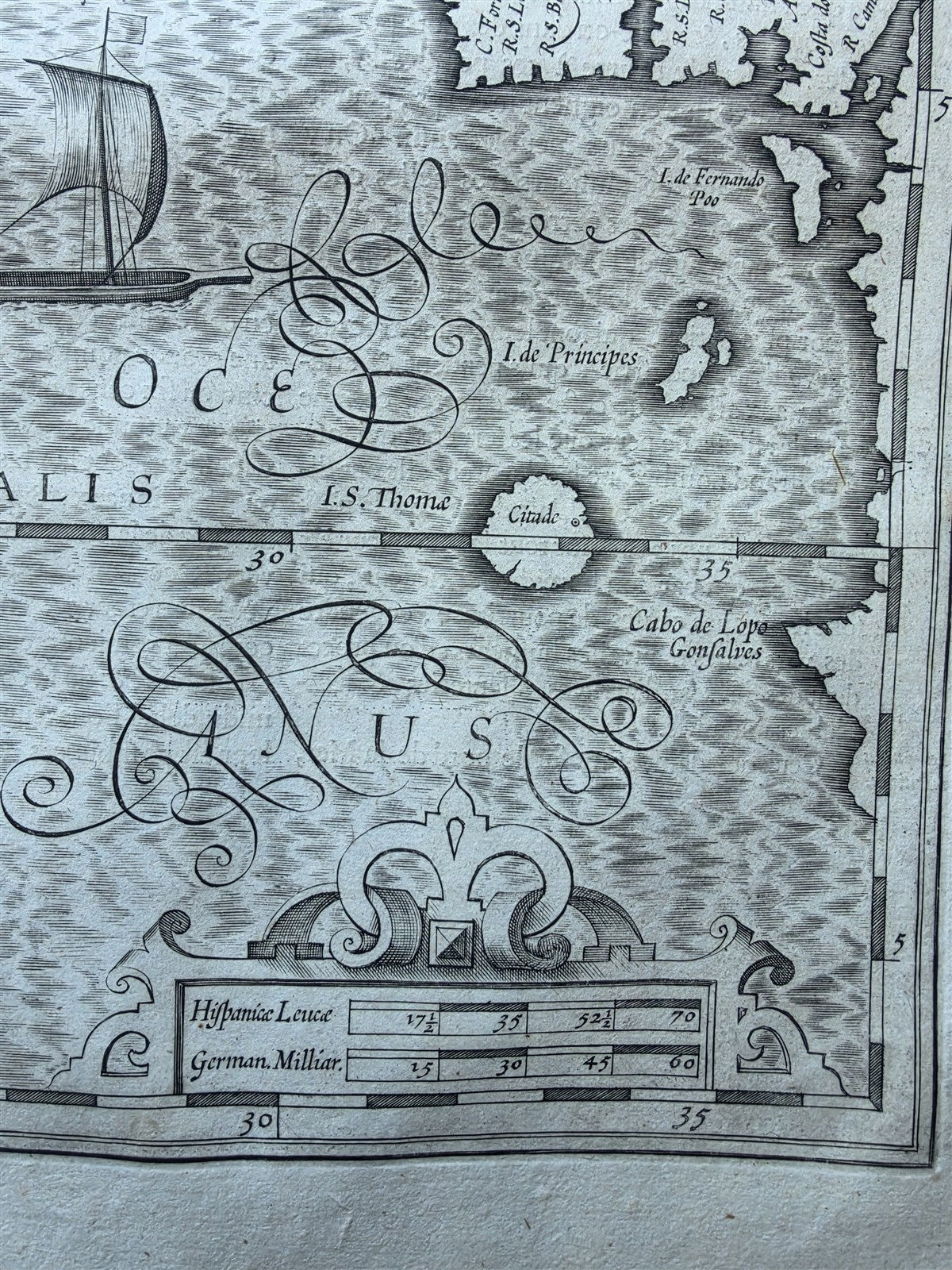 1630s AFRICA NEW DESCRIPTION OF GUINEA antique MAP by JODOCUS HONDIUS