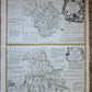 1760s UNITED KINGDOM antique MAP of REDNORSHIRE & BRECKNOCKSHIRE in WALES