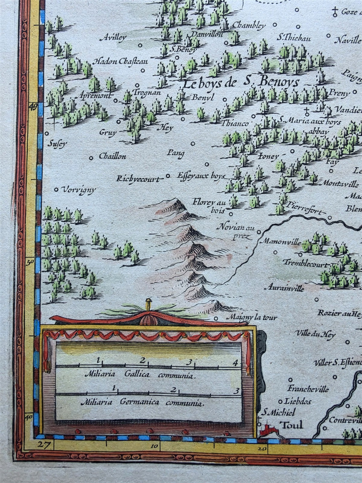 1639 LOTHARINGIA SEPTENTRIONALIS LORAINE FRANCE antique AUTHENTIC hand colored