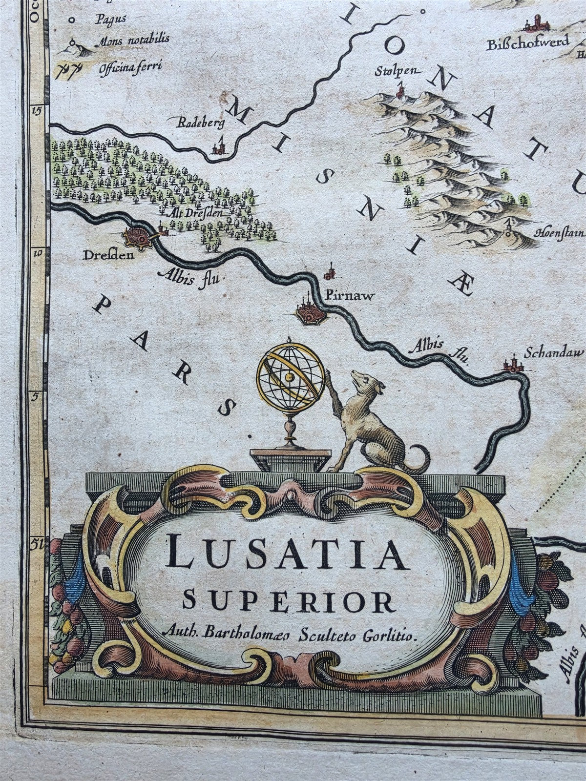 1639 MAP of GERMANY POLAND LUSATIA by JANSSON antique AUTHENTIC hand colored