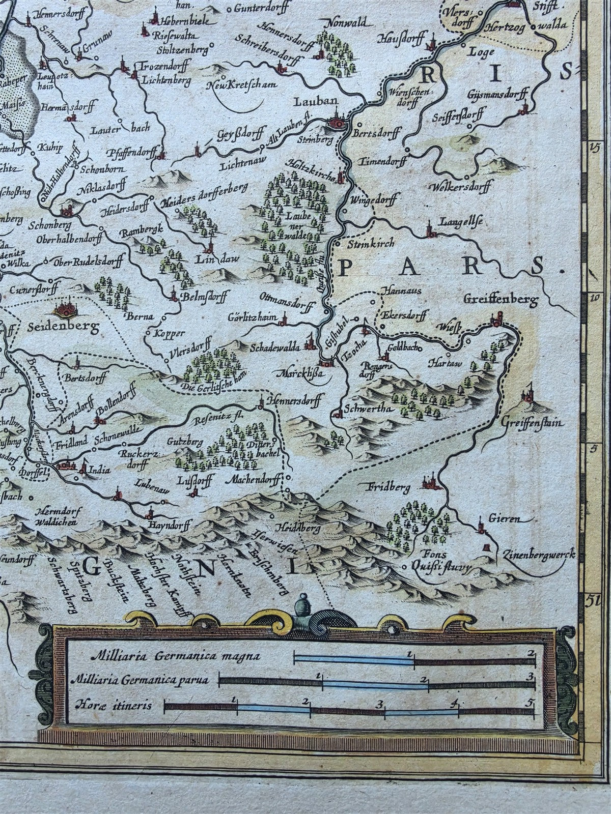 1639 MAP of GERMANY POLAND LUSATIA by JANSSON antique AUTHENTIC hand colored