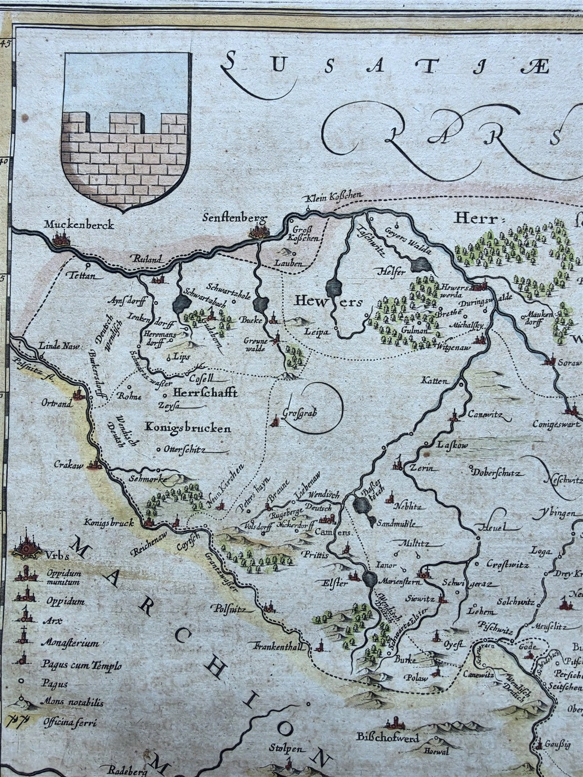 1639 MAP of GERMANY POLAND LUSATIA by JANSSON antique AUTHENTIC hand colored