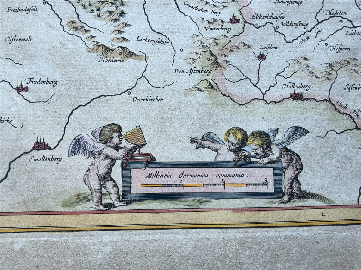 1640s MAP of GERMANY antique WALDECK COMITATUS AUTHENTIC hand colored