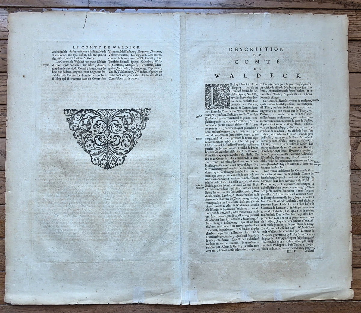 1640s MAP of GERMANY antique WALDECK COMITATUS AUTHENTIC hand colored