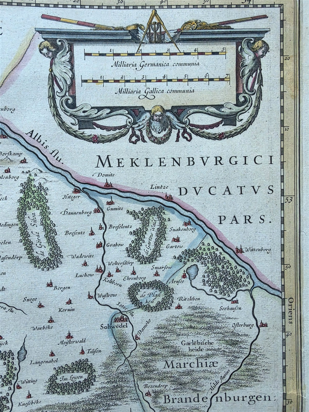1640 MAP of GERMANY LUNEBURG by WILLEM BLAEU antique AUTHENTIC hand colored