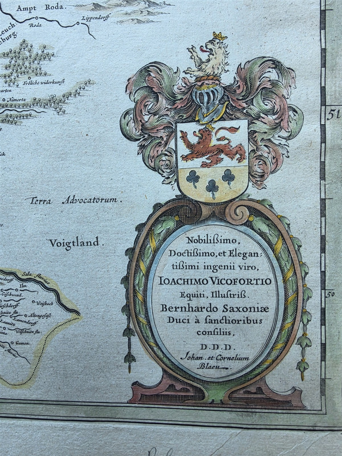 1640s THURINGIA GERMANY antique MAP by Willem & Joan Blaeu