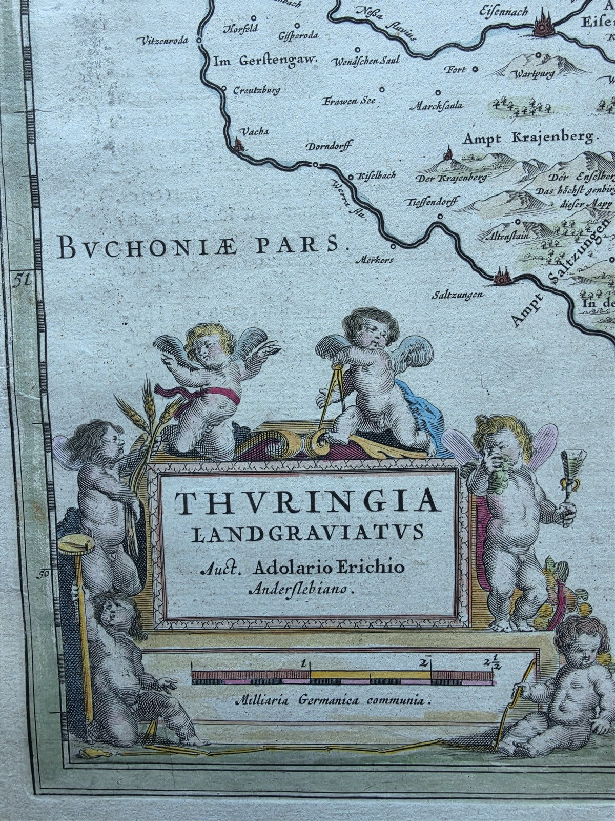 1640s THURINGIA GERMANY antique MAP by Willem & Joan Blaeu