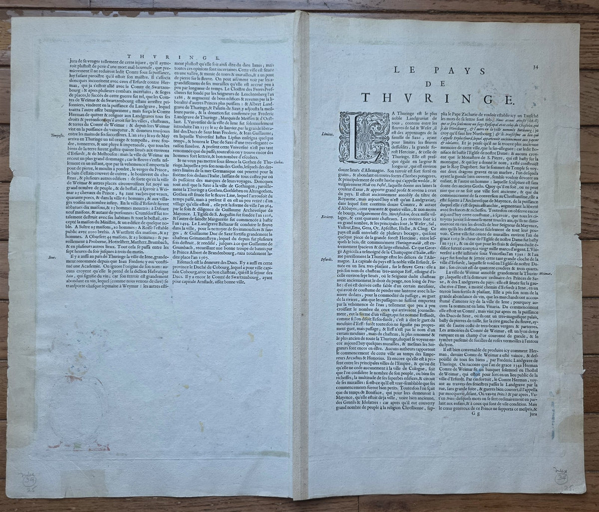 1640s THURINGIA GERMANY antique MAP by Willem & Joan Blaeu