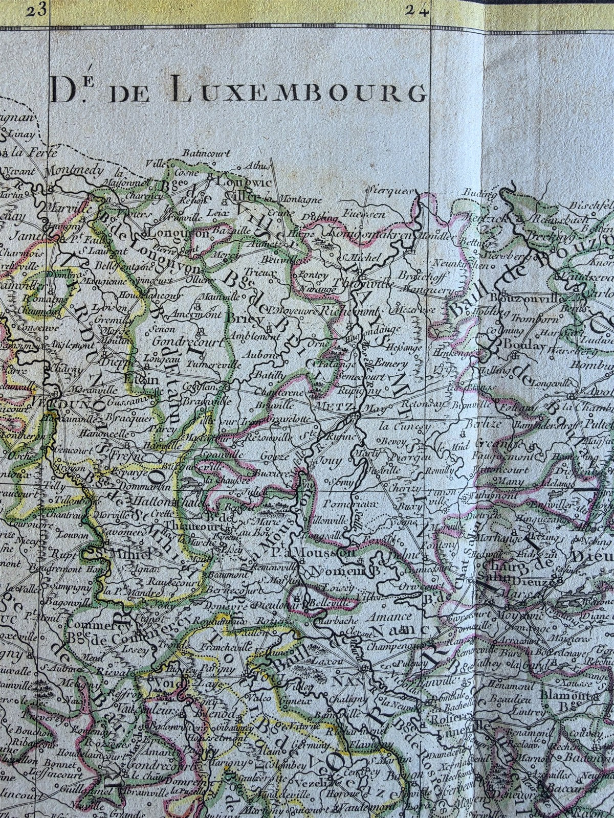 1771 MAP of FRANCE antique CARTE des GOUVERNEMENIS de LORRAINE et D'ALSACE