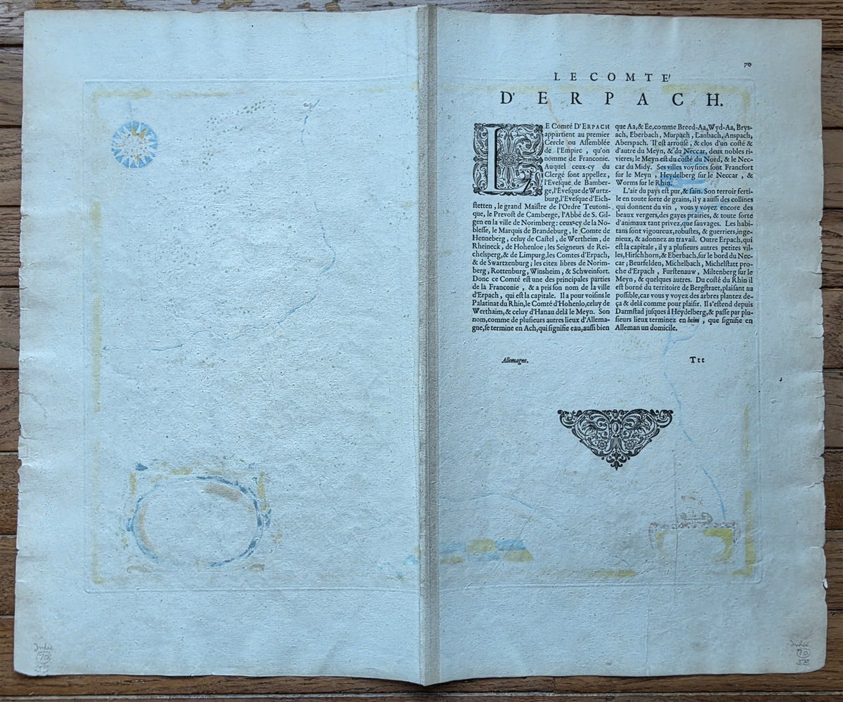 1640s ERBACH GERMANY antique MAP ERPACH COMITATUS by Willem Blaeu