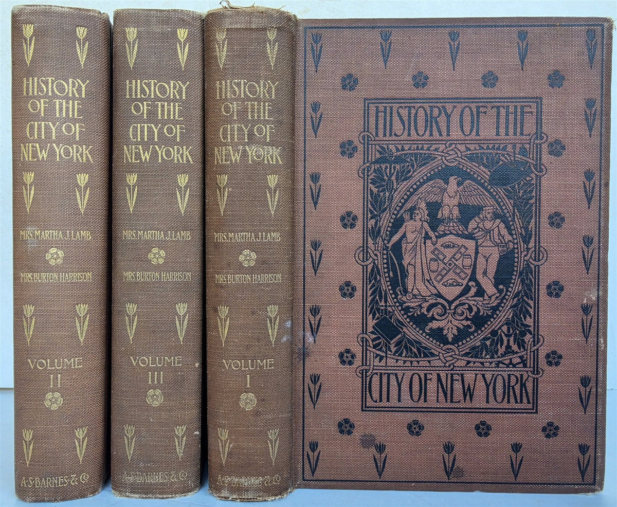 1896 HISTORY of CITY of NEW YORK ITS ORIGIN RISE & PROGRESS antique 3 VOLUMES