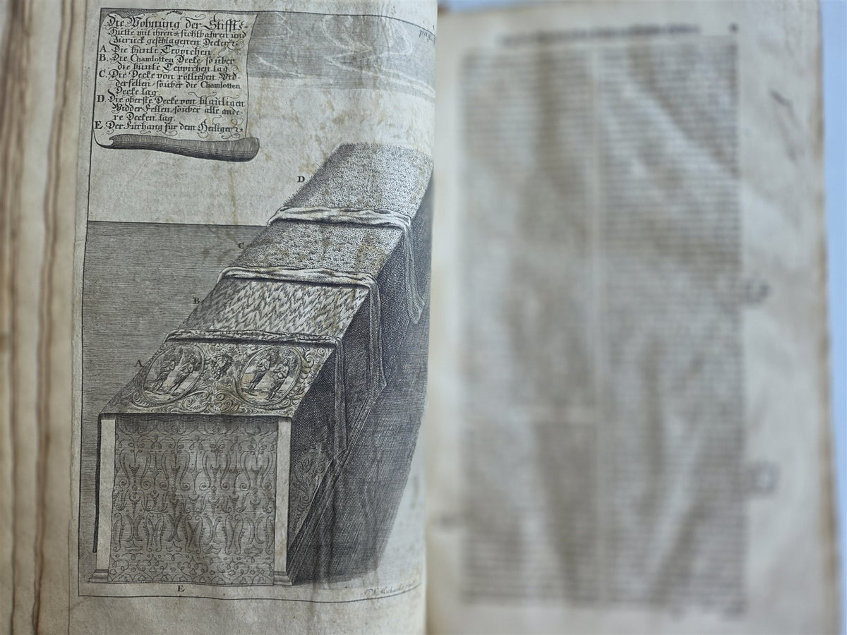 1722 JEWISH SANCTUARIES WORSHIPS CUSTOMS antique ILLUSTRATED VELLUM BOUND FOLIO