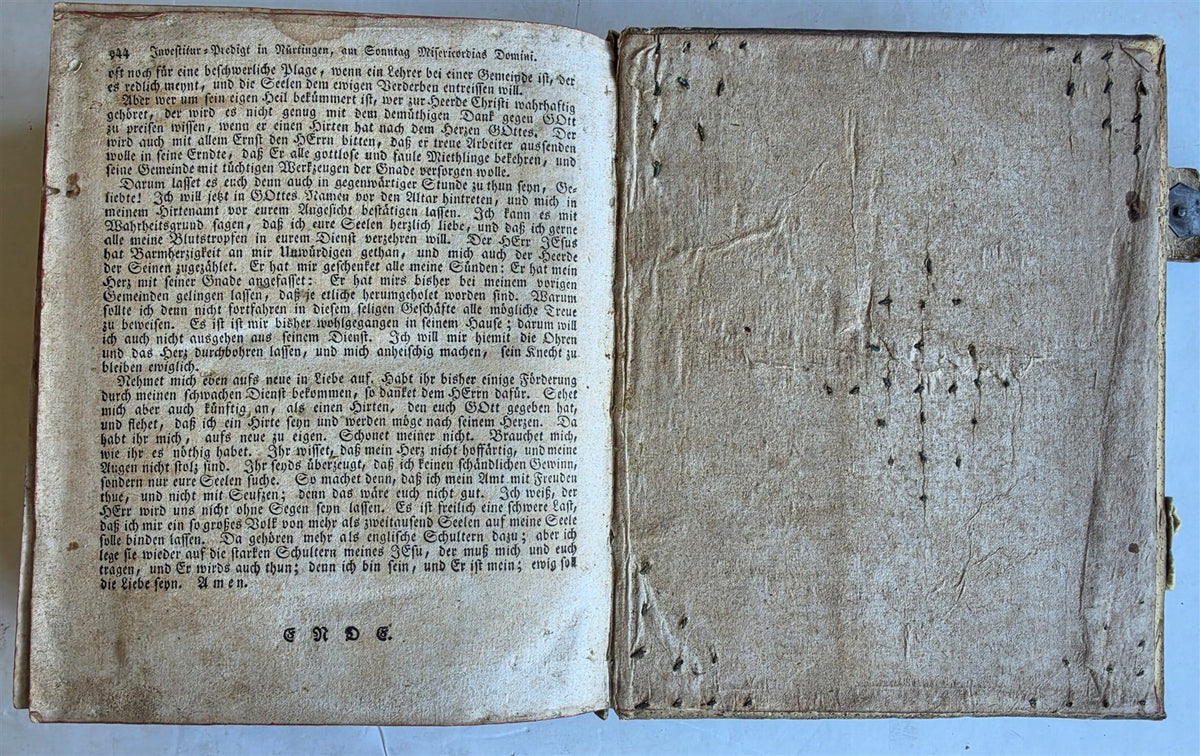 1836 SERMONS in GERMAN PROTESTANT TESTIMONIES of TRUTH antique PIGSKIN BINDING