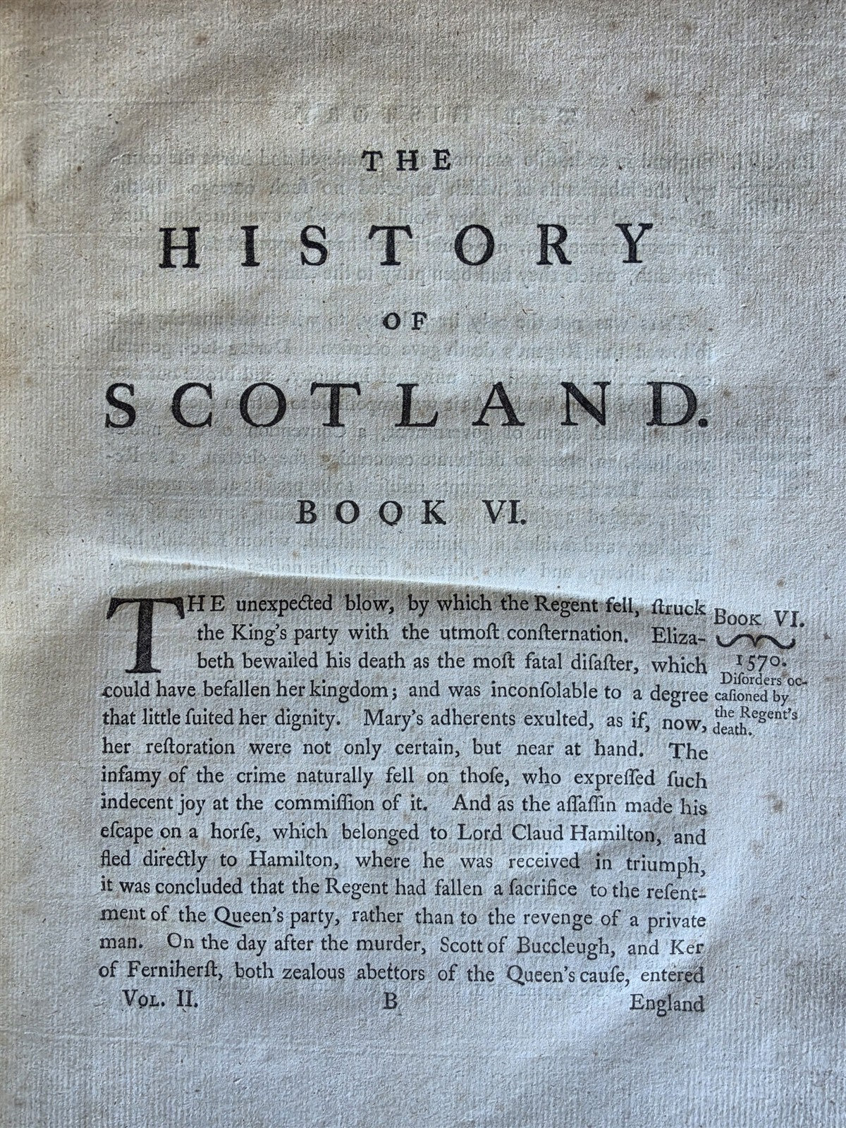 1759 HISTORY OF SCOTLAND by W. ROBERTSON antique 2 VOLUMES