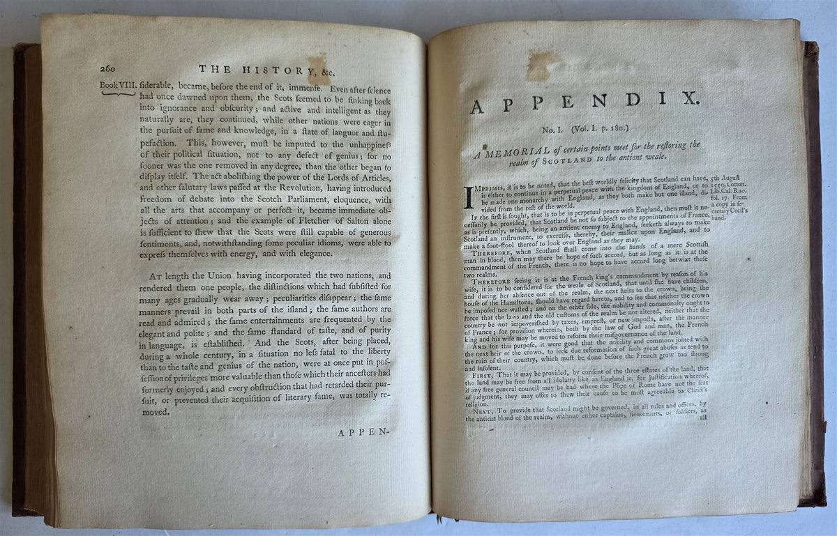1759 HISTORY OF SCOTLAND by W. ROBERTSON antique 2 VOLUMES
