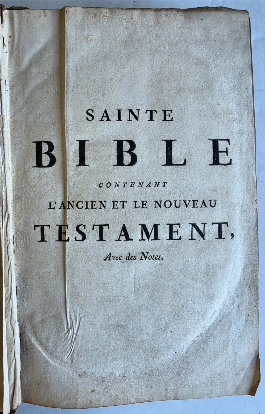 1759 BIBLE in FRENCH antique MASSIVE FOLIO Old & New Testament