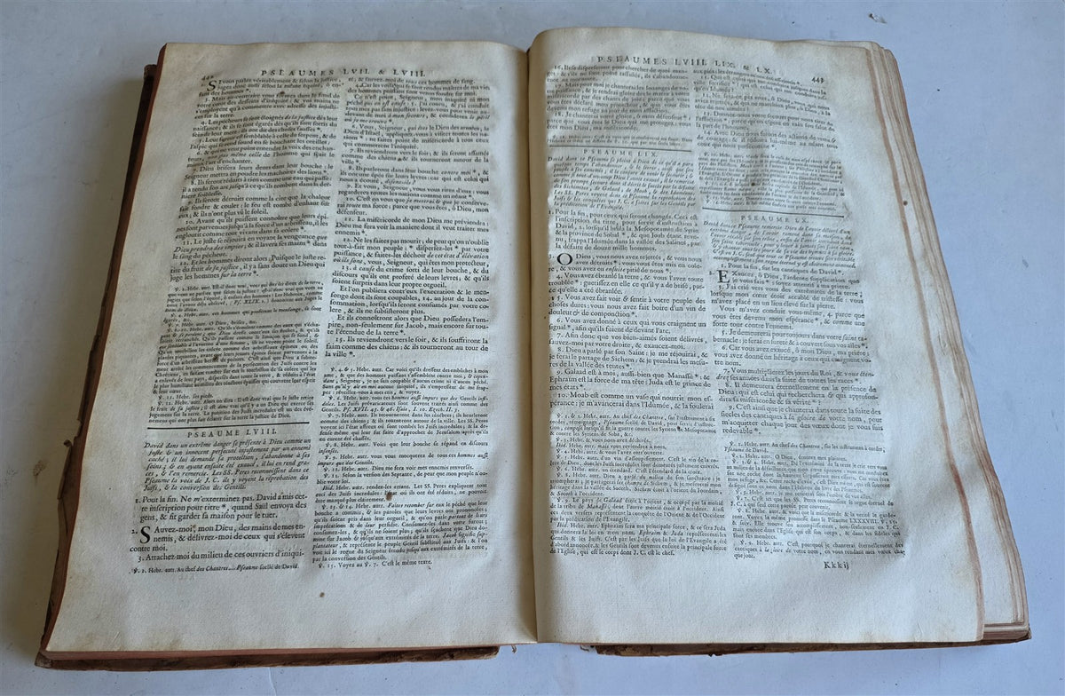 1759 BIBLE in FRENCH antique MASSIVE FOLIO Old & New Testament