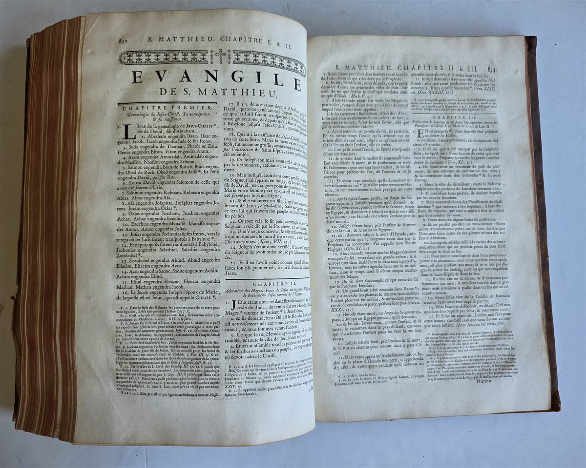1759 BIBLE in FRENCH antique MASSIVE FOLIO Old & New Testament