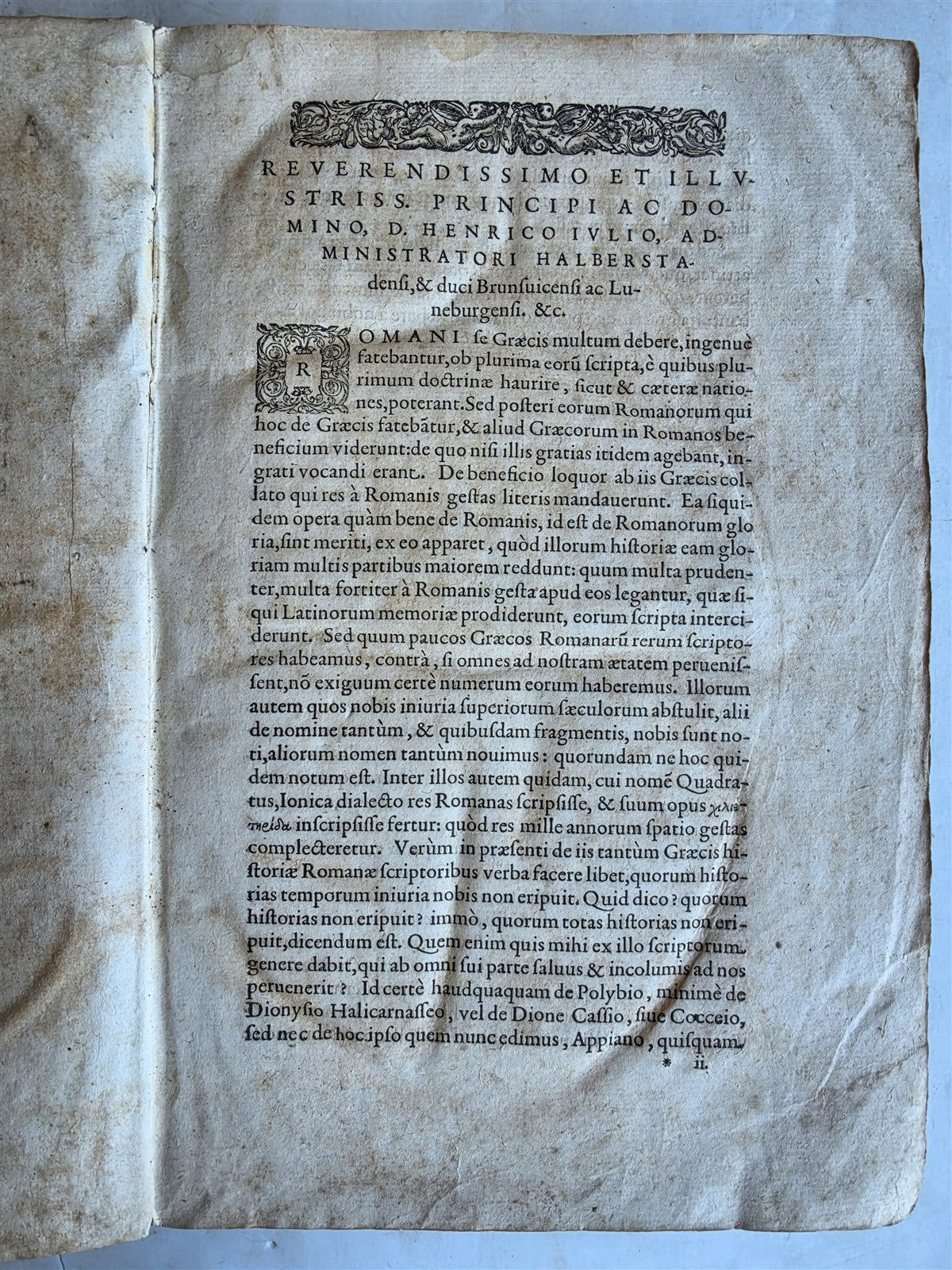 1592 APPIANUS HISTORY antique VELLUM BOUND FOLIO by Henri Estienne GREEK & LATIN