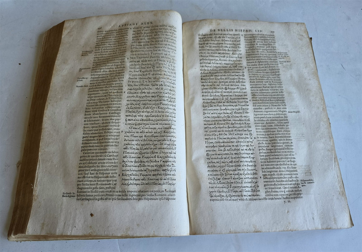 1592 APPIANUS HISTORY antique VELLUM BOUND FOLIO by Henri Estienne GREEK & LATIN