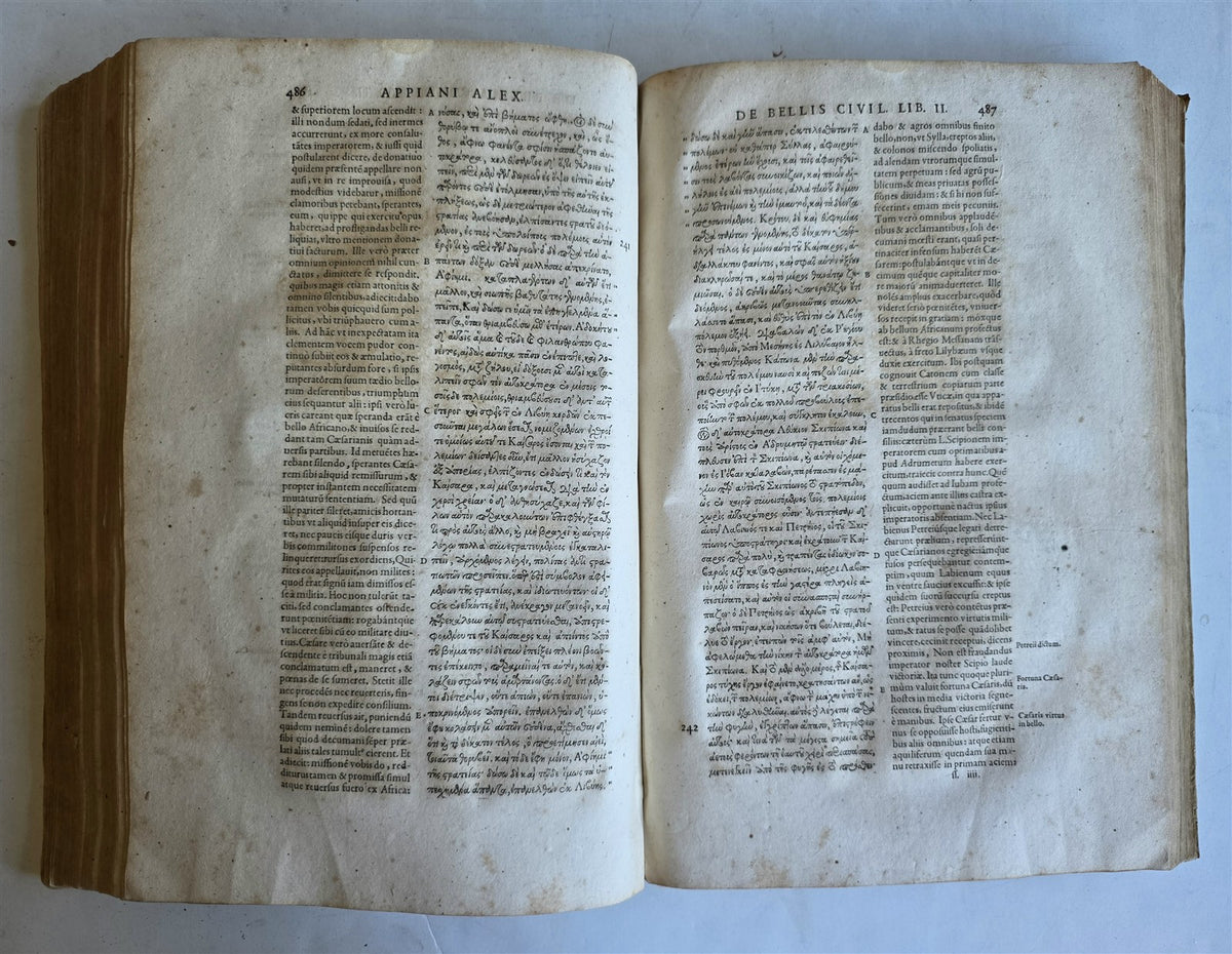 1592 APPIANUS HISTORY antique VELLUM BOUND FOLIO by Henri Estienne GREEK & LATIN