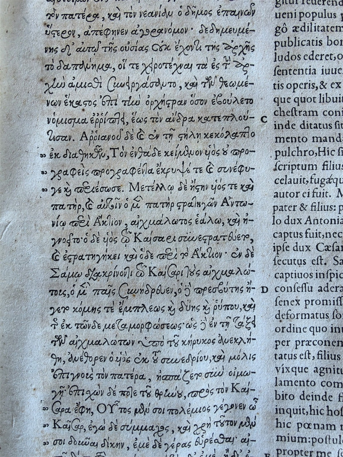 1592 APPIANUS HISTORY antique VELLUM BOUND FOLIO by Henri Estienne GREEK & LATIN