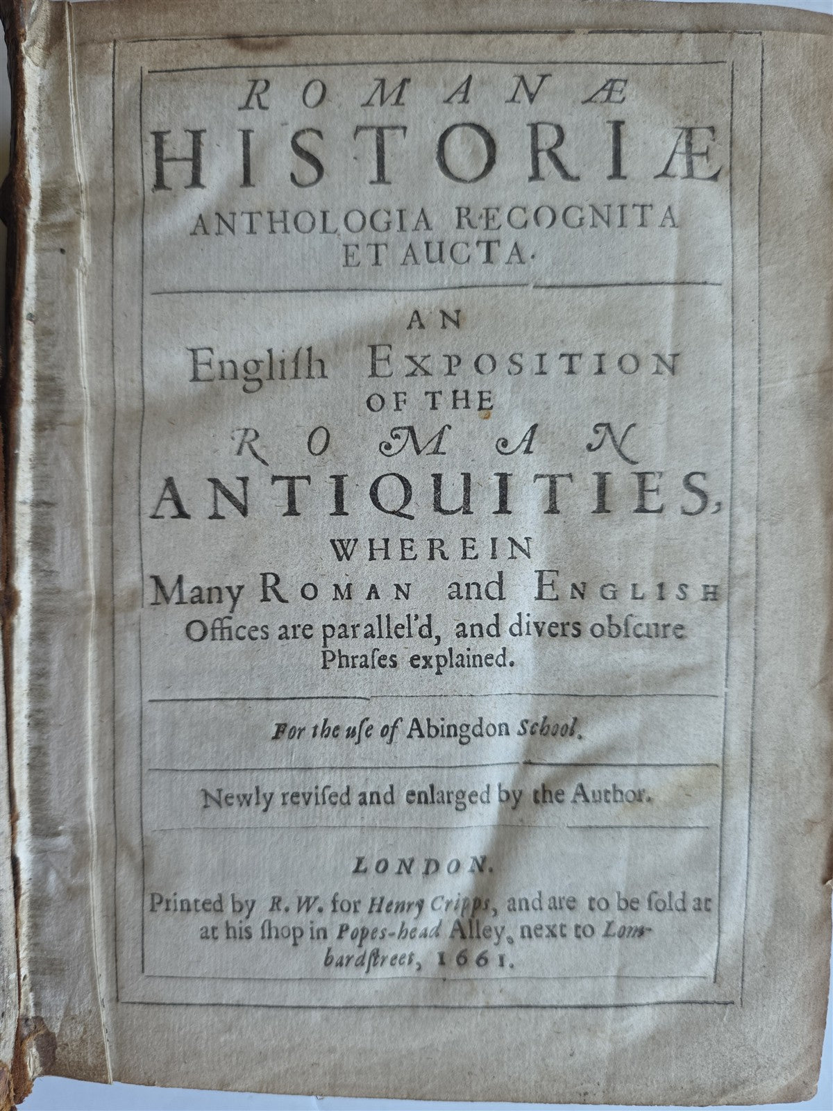 1661 ROMAN HISTORY by Thomas Godwyn antique w/ MOSES & ARON in ENGLISH