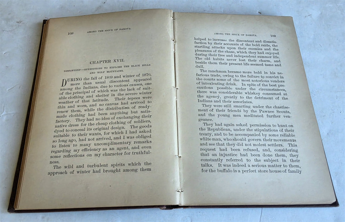 1881 Among Sioux of Dakota 18 Months Experience as Indian Agent by POOLE antique