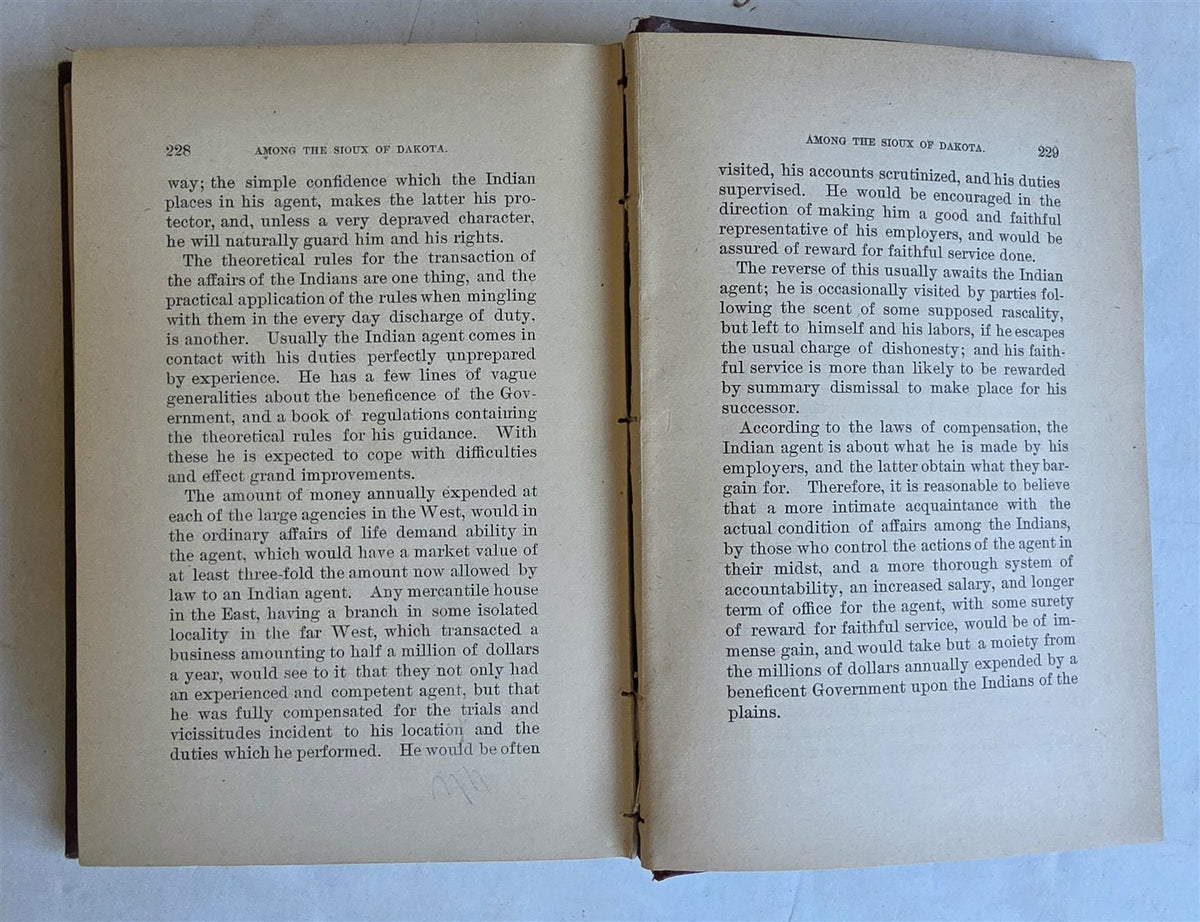 1881 Among Sioux of Dakota 18 Months Experience as Indian Agent by POOLE antique
