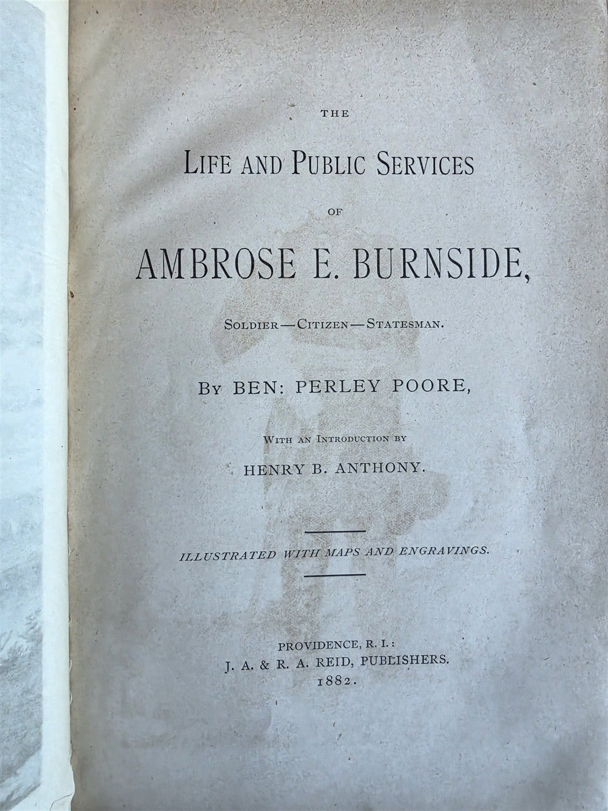 1882 LIFE & PUBLIC SERVICES of AMBROSE BURNSIDE SOLDIER CITIZEN STATEMAN antique
